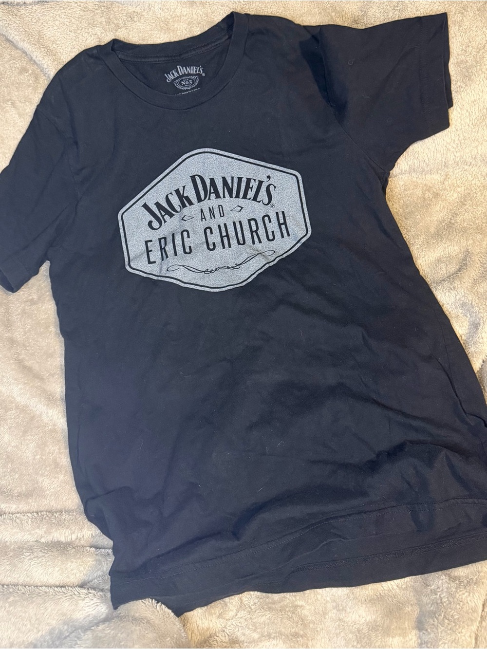 Jack Daniels Womens Black Tee with Gray Eric Church Badge